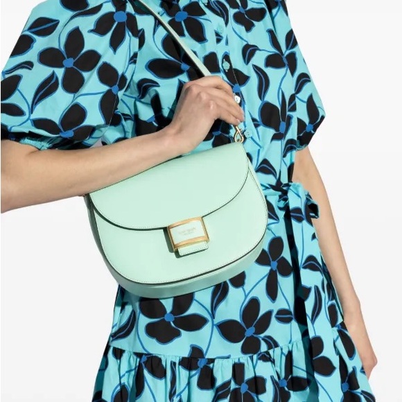 Kate Spade Katy Mint Lique Shoulder Bag with Gold Hardware & Crossbody Strap - Picture 2 of 7